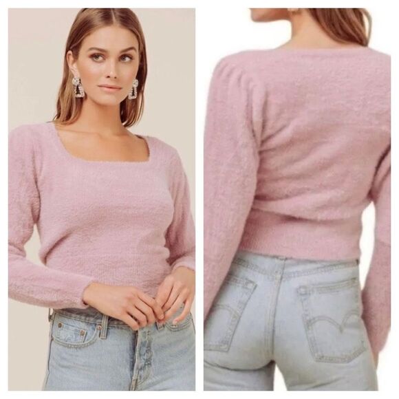 ASTR The Label Square Neck Sweater XL Soft Pink - Picture 1 of 9